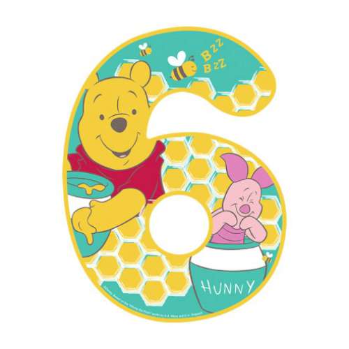 Winnie The Pooh Number 6 Edible Icing Image - Click Image to Close